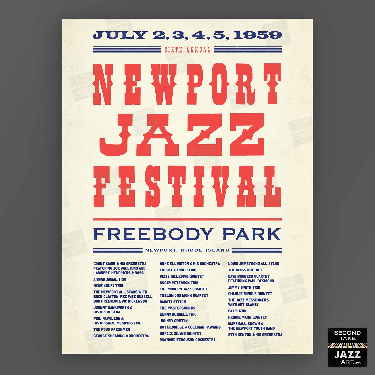 1959 Newport Jazz Festival jazz poster - Newport, Rhode Island