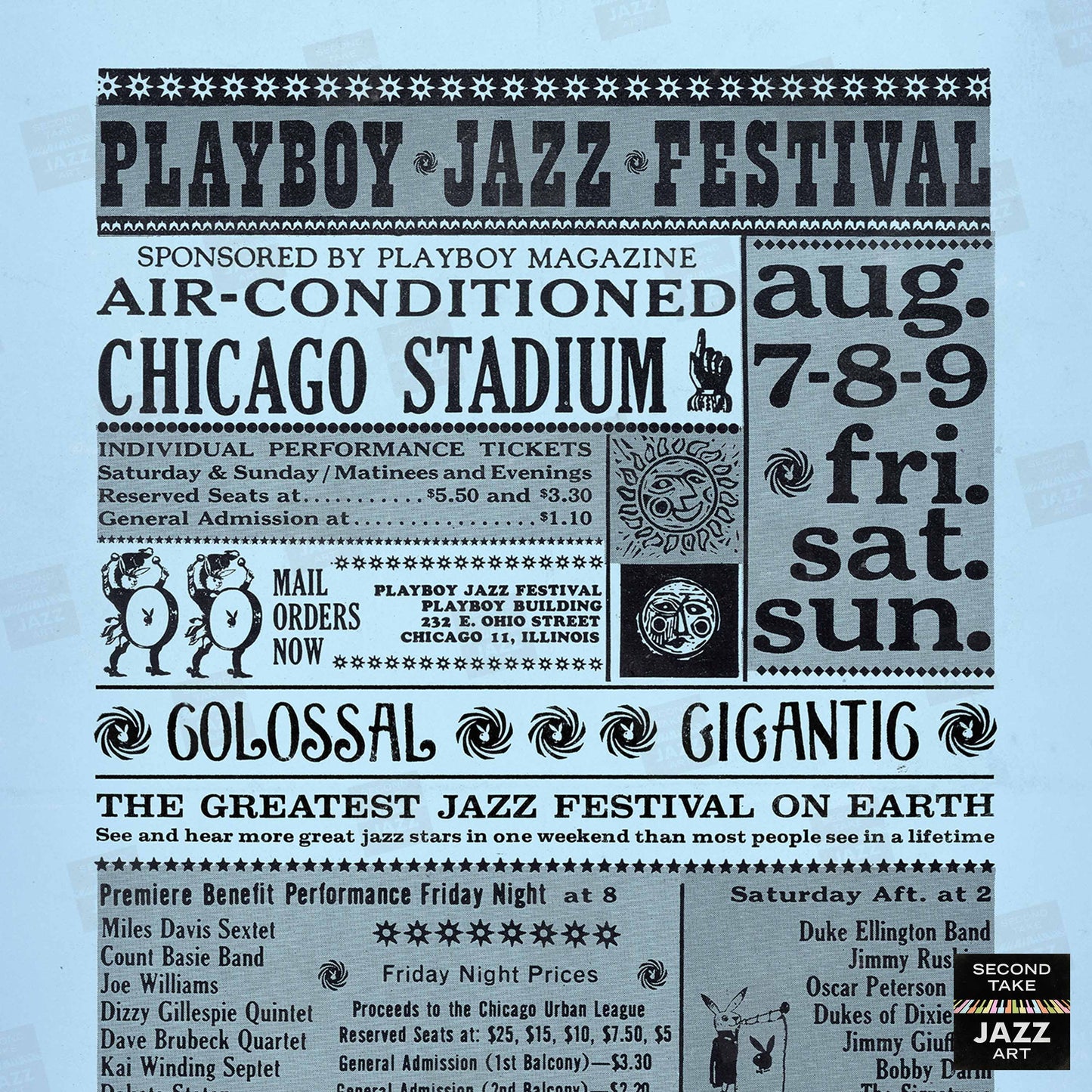 1959 Playboy Jazz Festival jazz poster - "Greatest Jazz Festival Ever" - Chicago