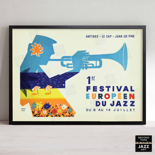1960 Jazz-à-Juan European Jazz Festival jazz poster - Mingus at Antibes - Juan-les-Pins, Antibes, Côte d'Azur, France (horizontal)