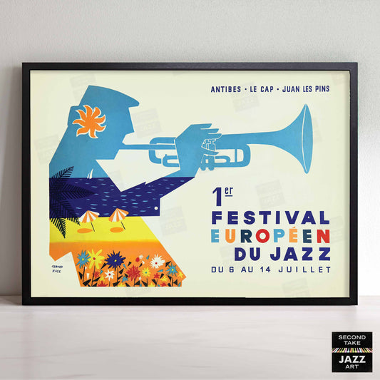 1960 Jazz-à-Juan European Jazz Festival jazz poster - Mingus at Antibes - Juan-les-Pins, Antibes, Côte d'Azur, France (horizontal)