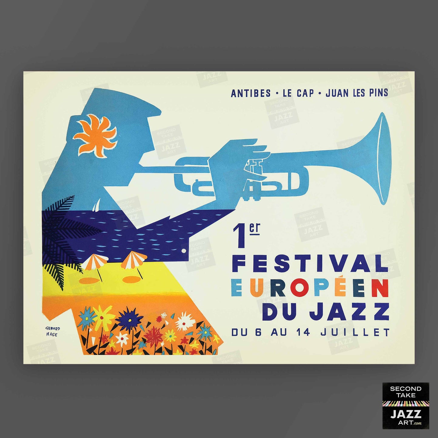 1960 Jazz-à-Juan European Jazz Festival jazz poster - Mingus at Antibes - Juan-les-Pins, Antibes, Côte d'Azur, France (horizontal)