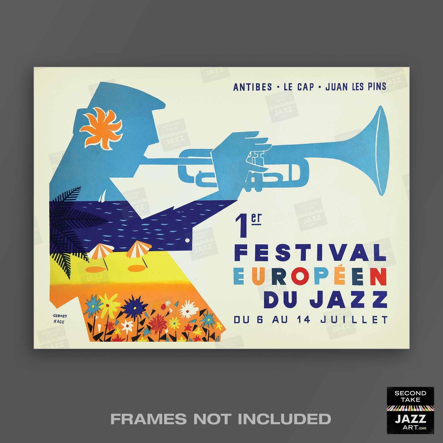 1960 Jazz-à-Juan European Jazz Festival jazz poster - Mingus at Antibes - Juan-les-Pins, Antibes, Côte d'Azur, France (horizontal)