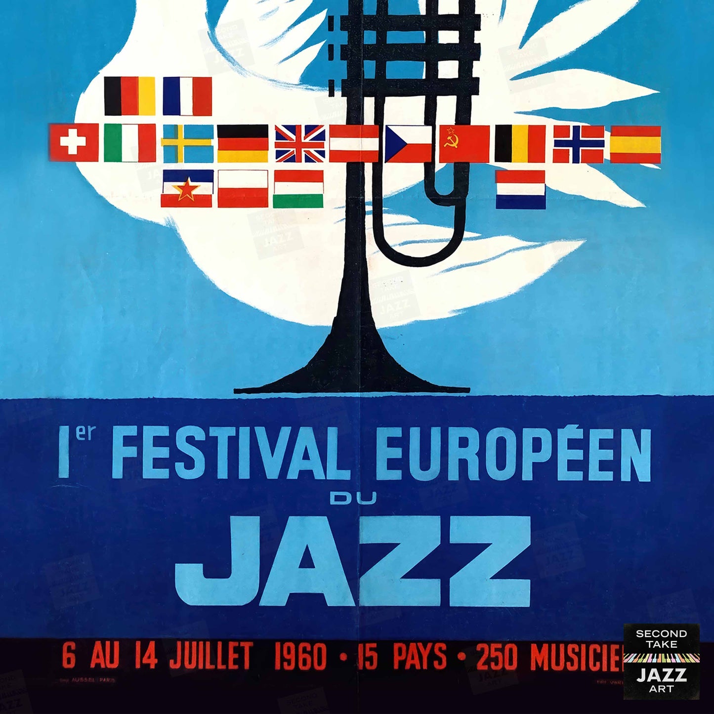 1960 Jazz-à-Juan European Jazz Festival jazz poster - Mingus at Antibes - Juan-les-Pins, Antibes, Côte d'Azur, France