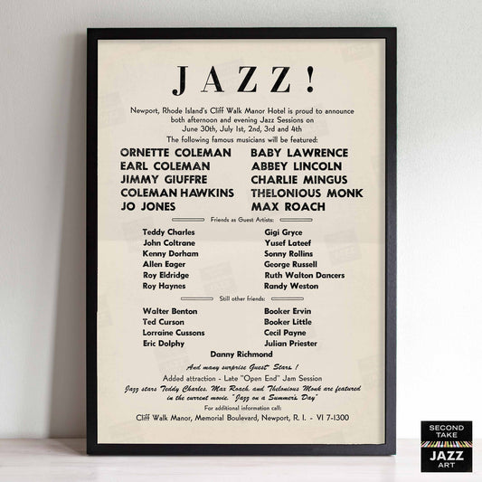 1960 Newport "Rebels" Jazz Festival jazz poster - Cliff Walk Manor - Newport, Rhode Island
