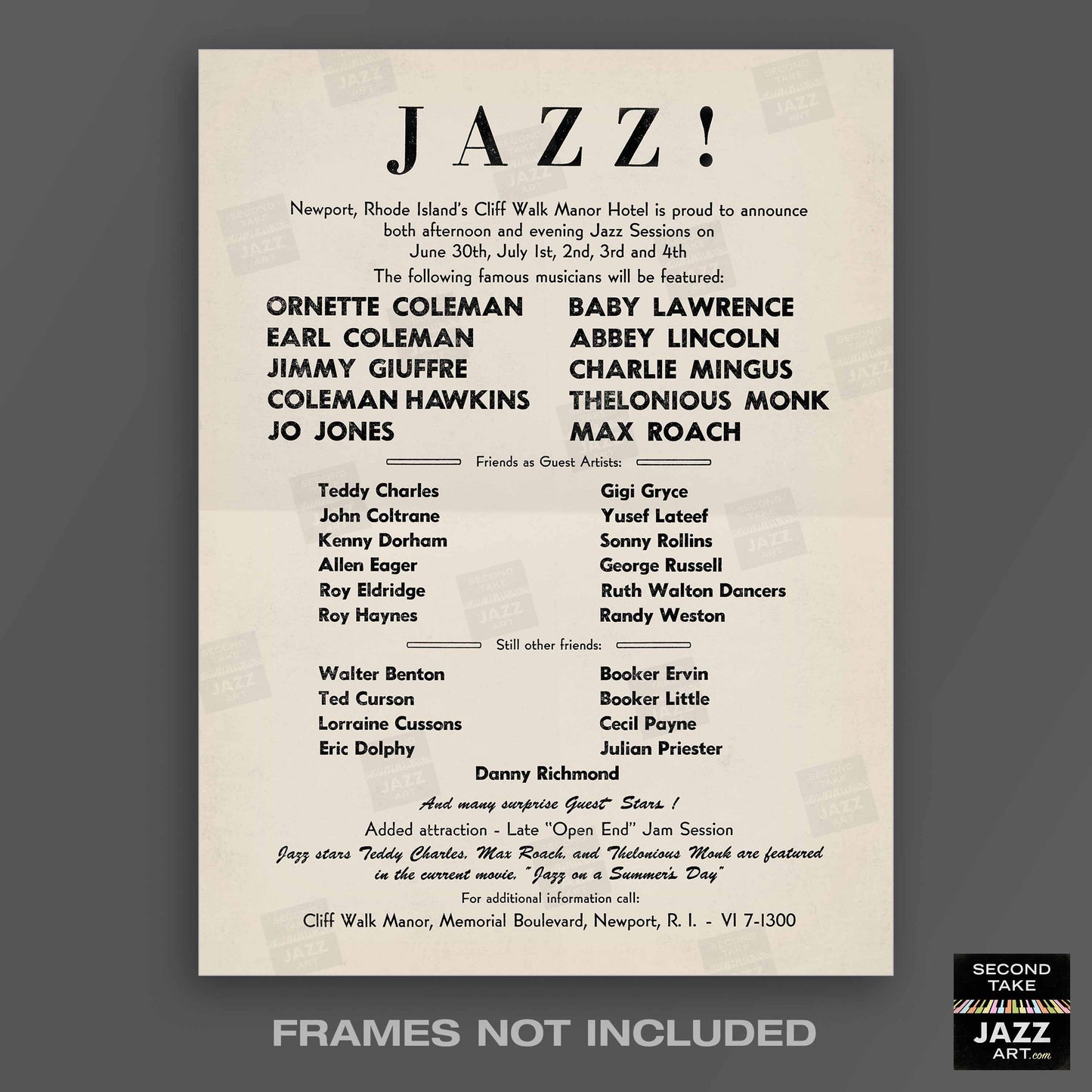 1960 Newport "Rebels" Jazz Festival jazz poster - Cliff Walk Manor - Newport, Rhode Island