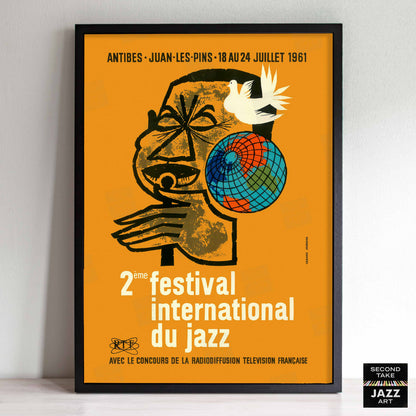 1961 Jazz-à-Juan International Jazz Festival jazz poster - Juan-les-Pins, Antibes, Côte d'Azur, France