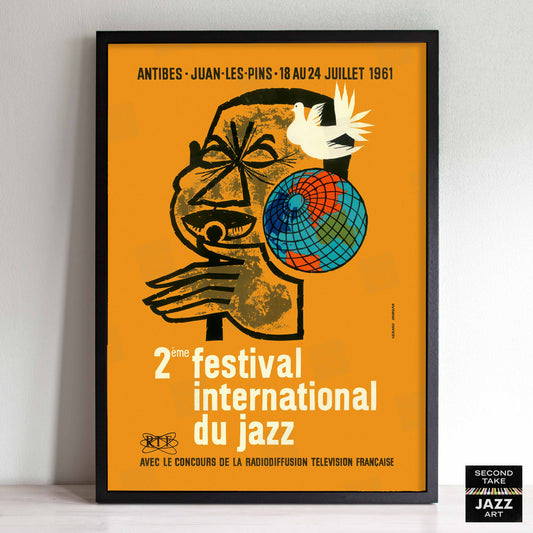 1961 Jazz-à-Juan International Jazz Festival jazz poster - Juan-les-Pins, Antibes, Côte d'Azur, France
