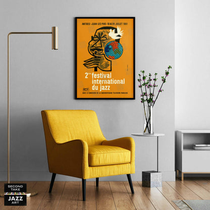 1961 Jazz-à-Juan International Jazz Festival jazz poster - Juan-les-Pins, Antibes, Côte d'Azur, France