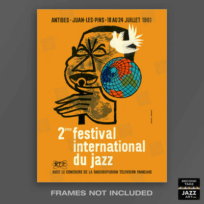 1961 Jazz-à-Juan International Jazz Festival jazz poster - Juan-les-Pins, Antibes, Côte d'Azur, France