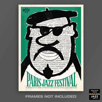 1964 Paris Jazz Festival jazz poster - Paris, France (green variant)