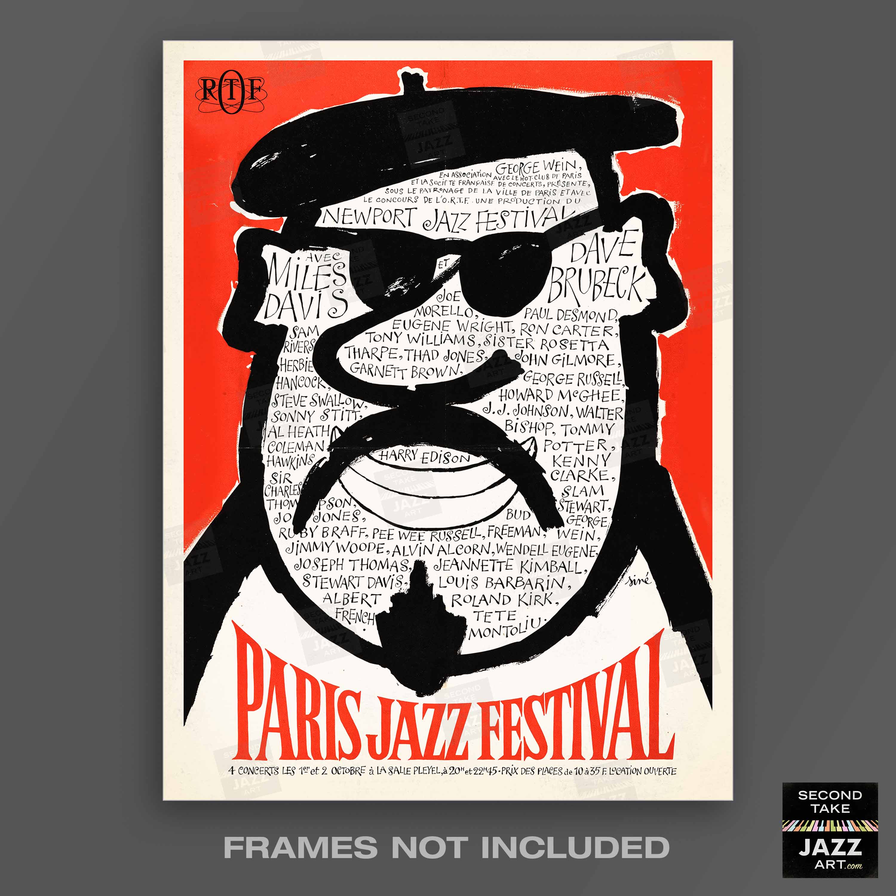 1964 Paris Jazz Festival jazz poster - Paris, France (orange
