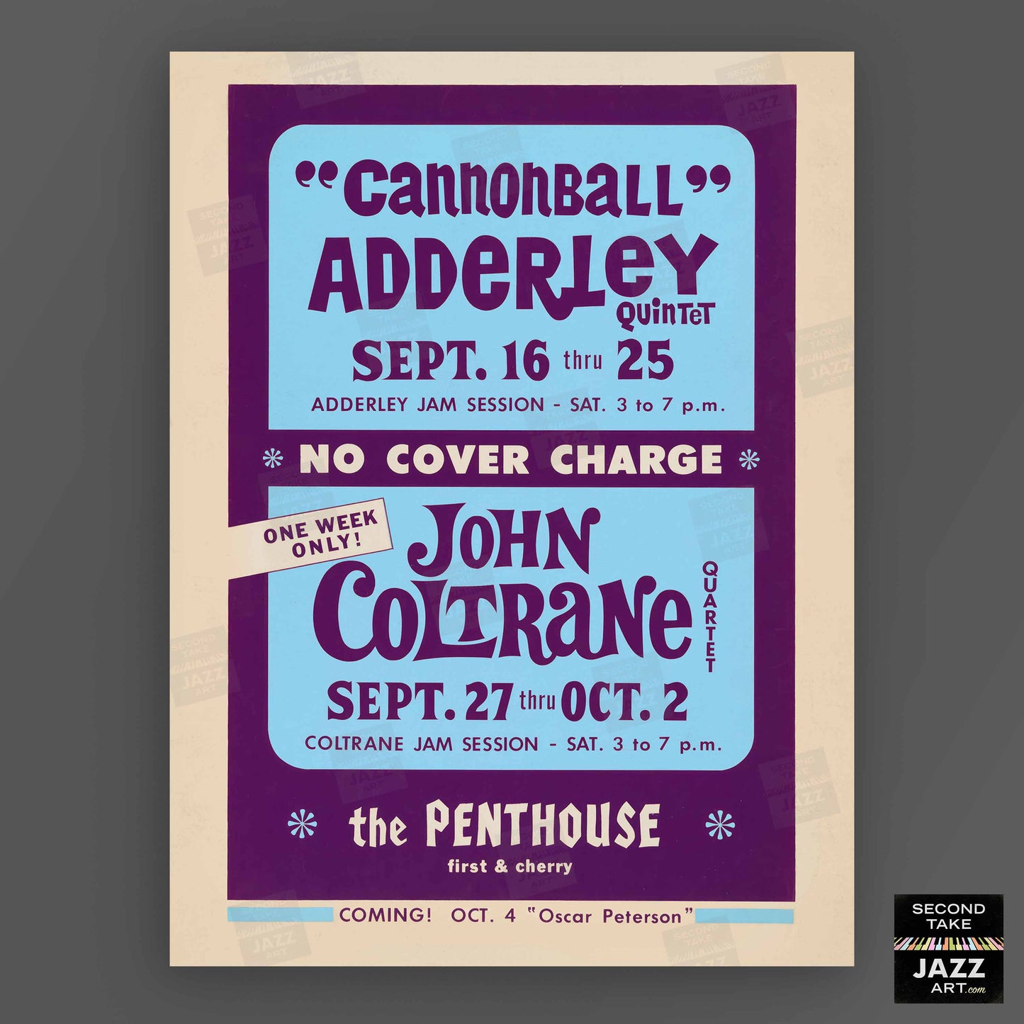 Cannonball Adderley - John Coltrane jazz poster - Penthouse - 1965