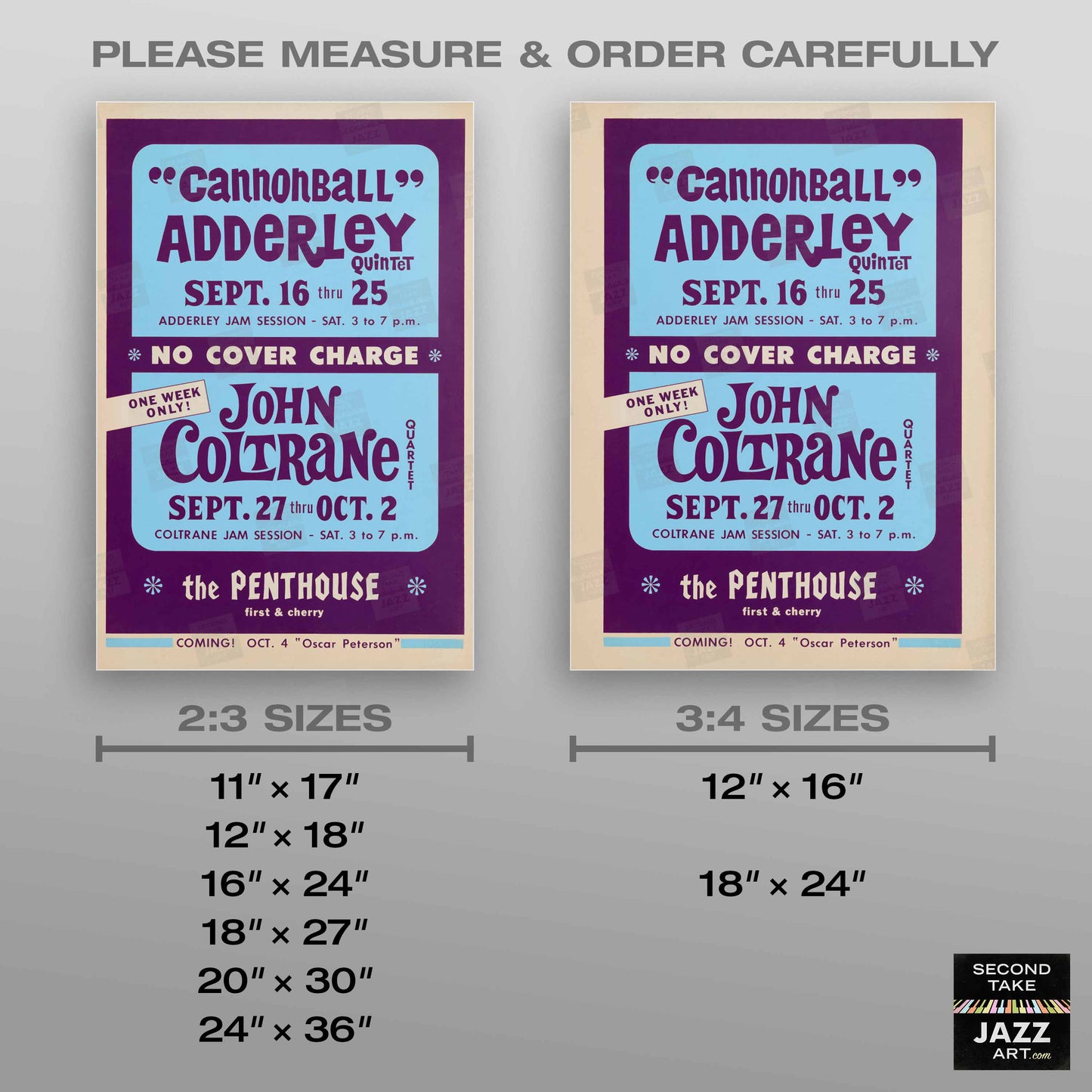 Cannonball Adderley - John Coltrane jazz poster - Penthouse - 1965