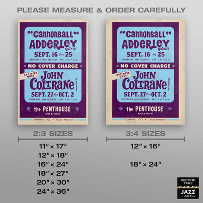 Cannonball Adderley - John Coltrane jazz poster - Penthouse - 1965