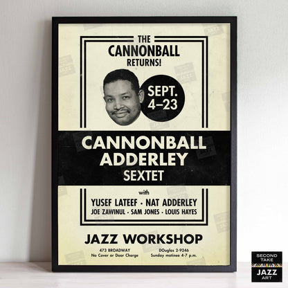 Cannonball Adderley jazz poster - Jazz Workshop Revisited - San Francisco - 1962