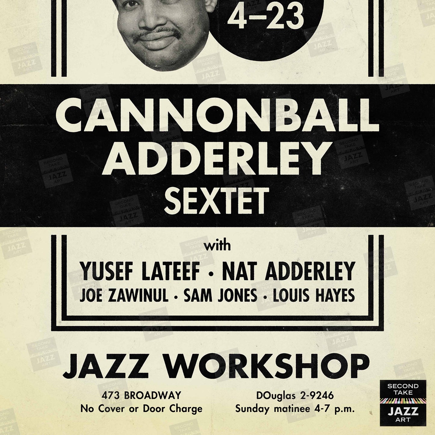 Cannonball Adderley jazz poster - Jazz Workshop Revisited - San Francisco - 1962