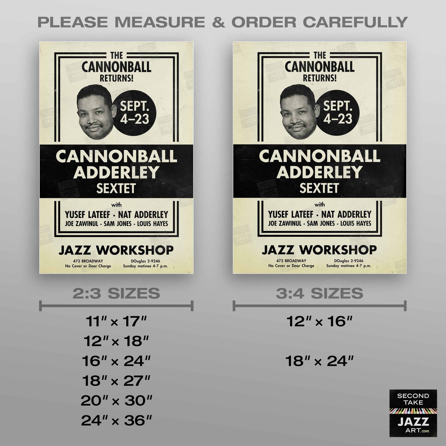 Cannonball Adderley jazz poster - Jazz Workshop Revisited - San Francisco - 1962