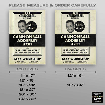 Cannonball Adderley jazz poster - Jazz Workshop Revisited - San Francisco - 1962