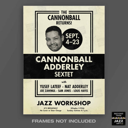 Cannonball Adderley jazz poster - Jazz Workshop Revisited - San Francisco - 1962