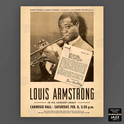 Louis Armstrong - Billie Holiday jazz poster - At Carnegie Hall - 1947