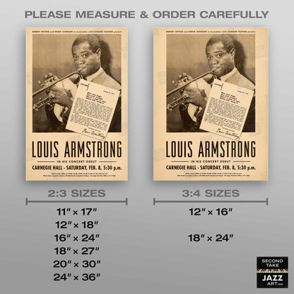 Louis Armstrong - Billie Holiday jazz poster - At Carnegie Hall - 1947