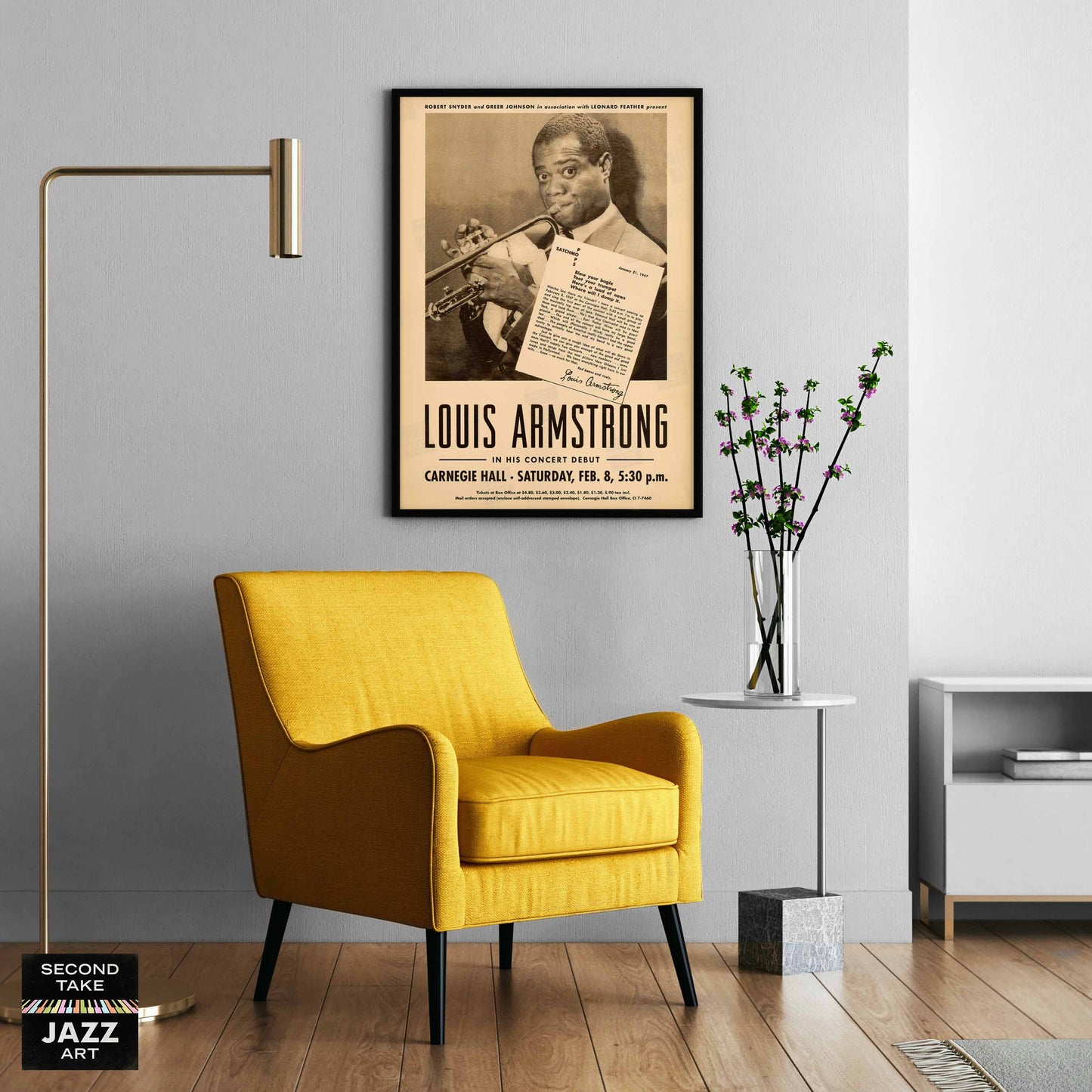 Louis Armstrong - Billie Holiday jazz poster - At Carnegie Hall - 1947