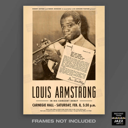 Louis Armstrong - Billie Holiday jazz poster - At Carnegie Hall - 1947
