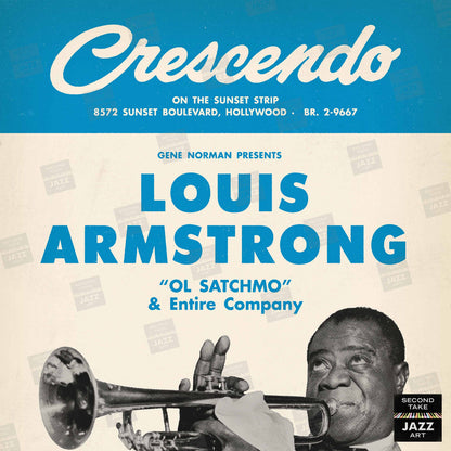 Louis Armstrong jazz poster - At the Crescendo - Hollywood - 1955