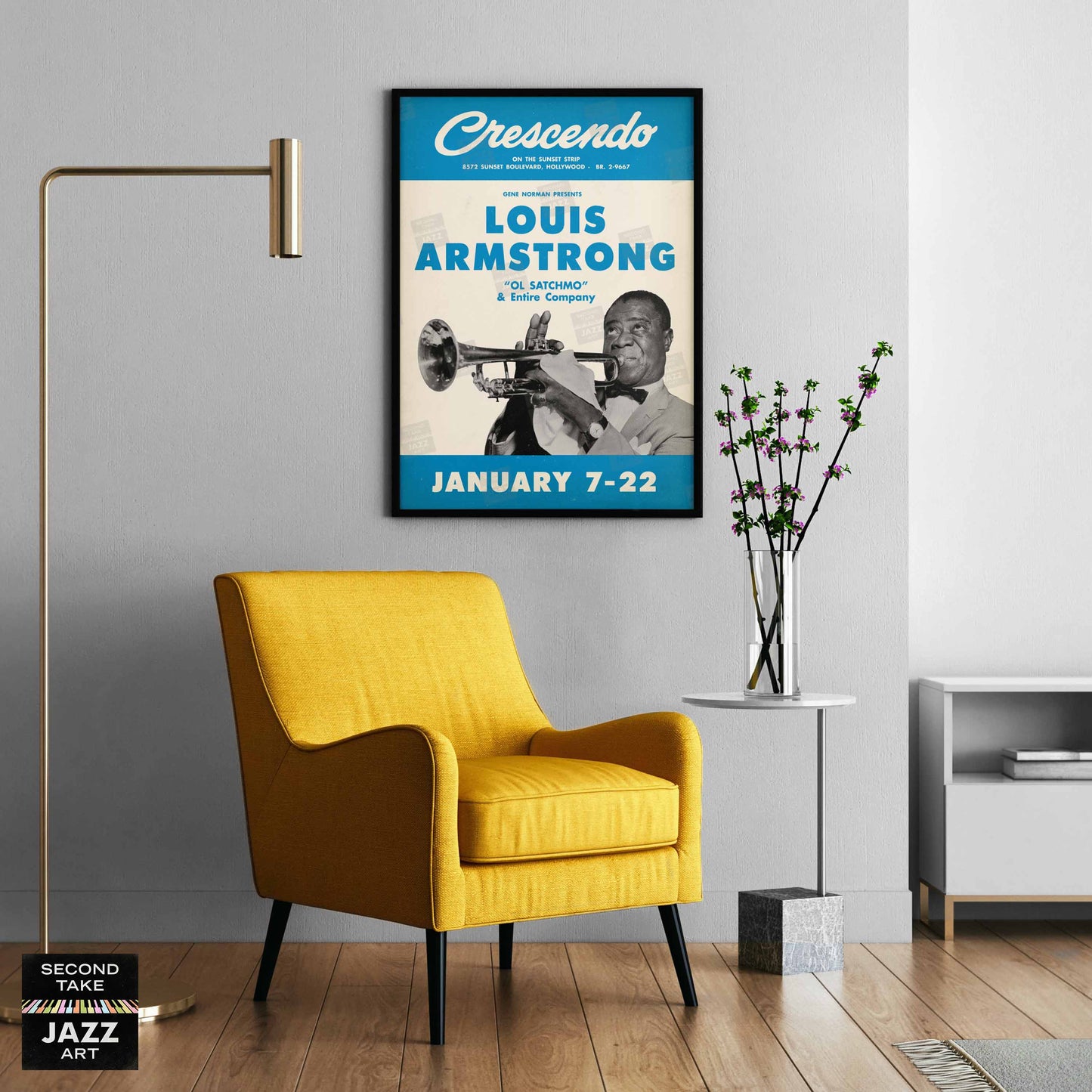 Louis Armstrong jazz poster - At the Crescendo - Hollywood - 1955
