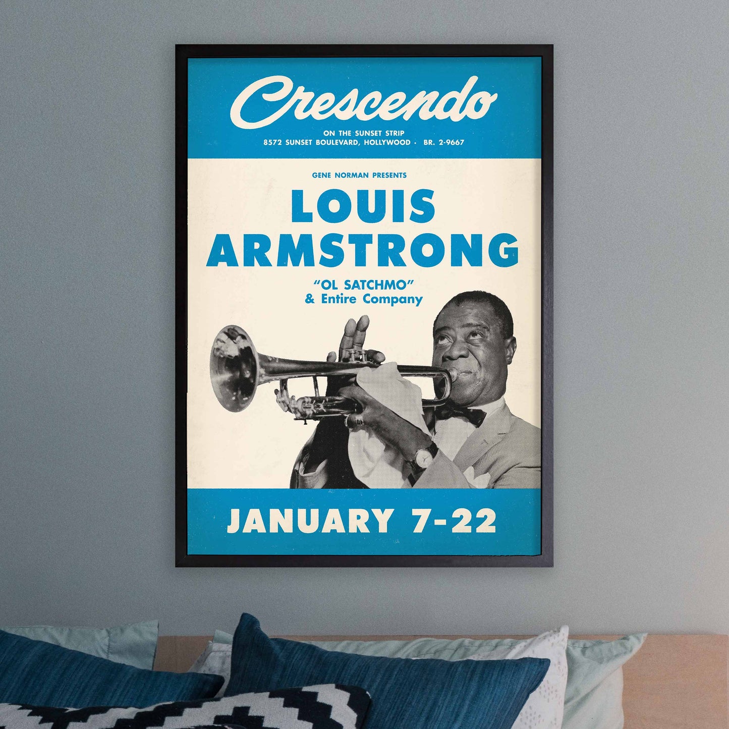 Louis Armstrong jazz poster - At the Crescendo - Hollywood - 1955