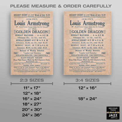 Louis Armstrong jazz poster - Golden Dragon - New Orleans - 1935