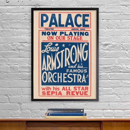 Louis Armstrong jazz poster - Palace Theatre - Akron, Ohio - 1940