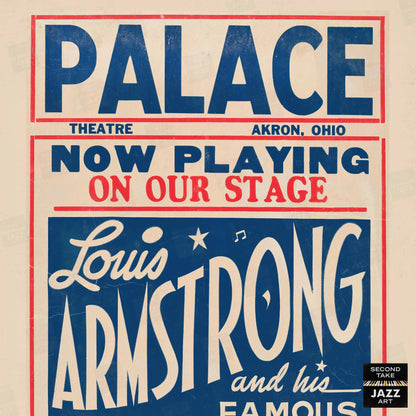 Louis Armstrong jazz poster - Palace Theatre - Akron, Ohio - 1940