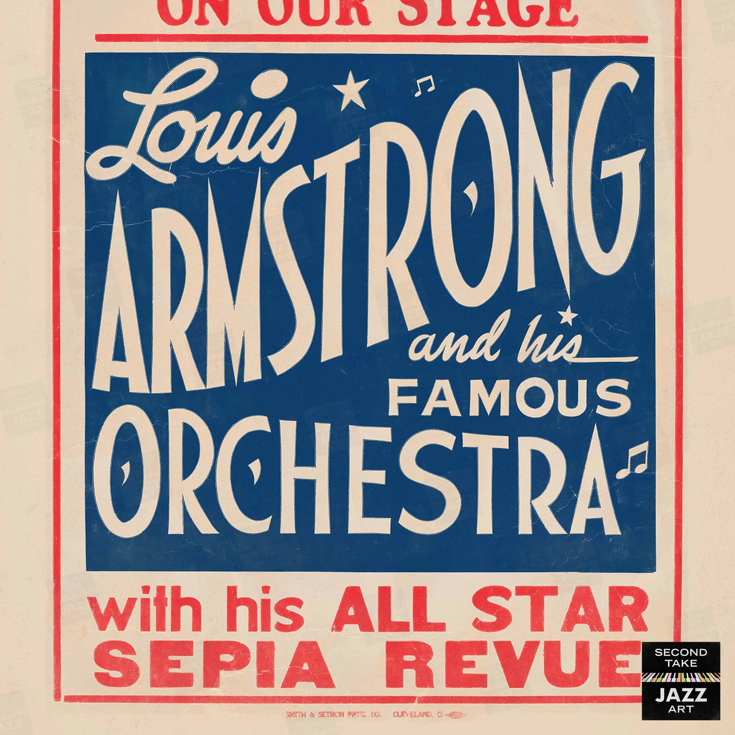 Louis Armstrong jazz poster - Palace Theatre - Akron, Ohio - 1940