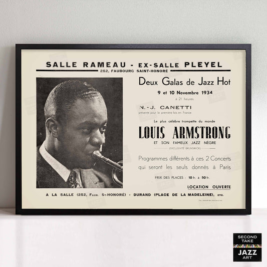 Louis Armstrong jazz poster - Salle-Pleyel - Paris - 1934