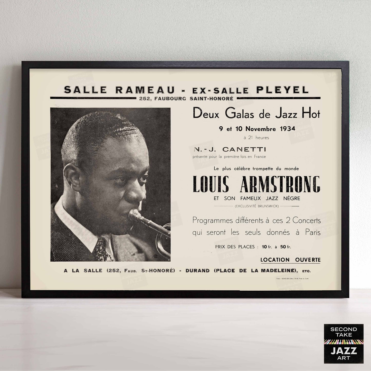 Louis Armstrong jazz poster - Salle-Pleyel - Paris - 1934
