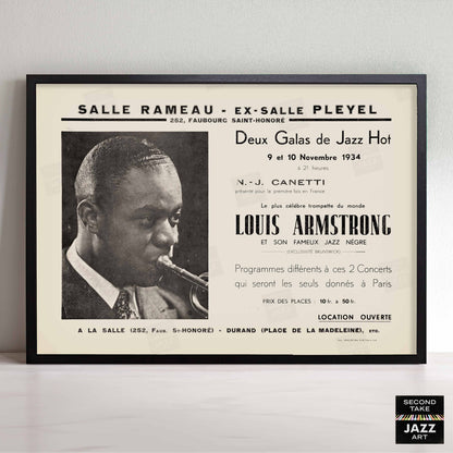 Louis Armstrong jazz poster - Salle-Pleyel - Paris - 1934
