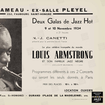 Louis Armstrong jazz poster - Salle-Pleyel - Paris - 1934