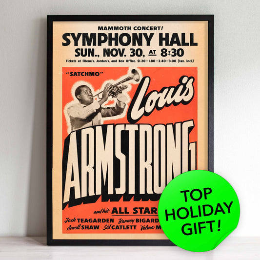 Louis Armstrong All Stars jazz poster - Satchmo at Symphony Hall - 1947