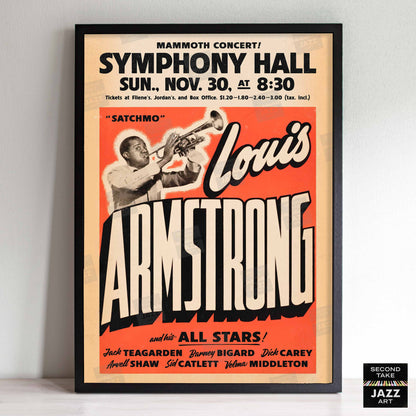 Louis Armstrong All Stars jazz poster - Satchmo at Symphony Hall - 1947