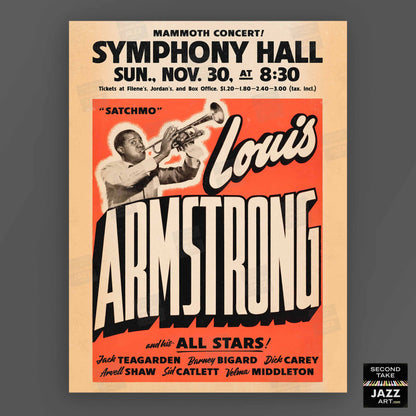 Louis Armstrong All Stars jazz poster - Satchmo at Symphony Hall - 1947