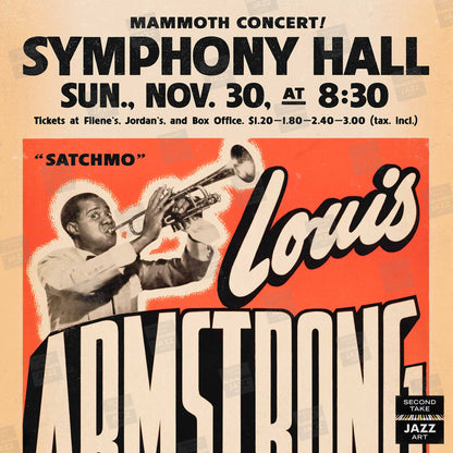 Louis Armstrong All Stars jazz poster - Satchmo at Symphony Hall - 1947