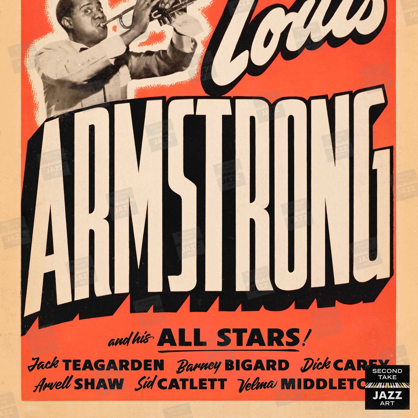 Louis Armstrong All Stars jazz poster - Satchmo at Symphony Hall - 1947