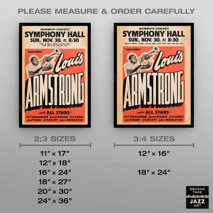 Louis Armstrong All Stars jazz poster - Satchmo at Symphony Hall - 1947