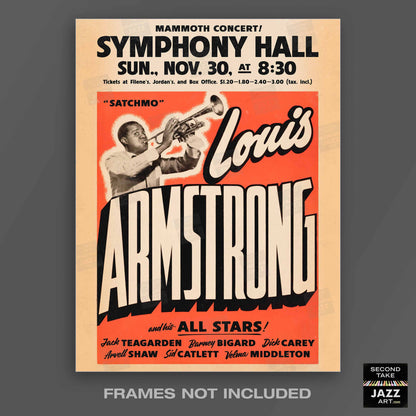Louis Armstrong All Stars jazz poster - Satchmo at Symphony Hall - 1947