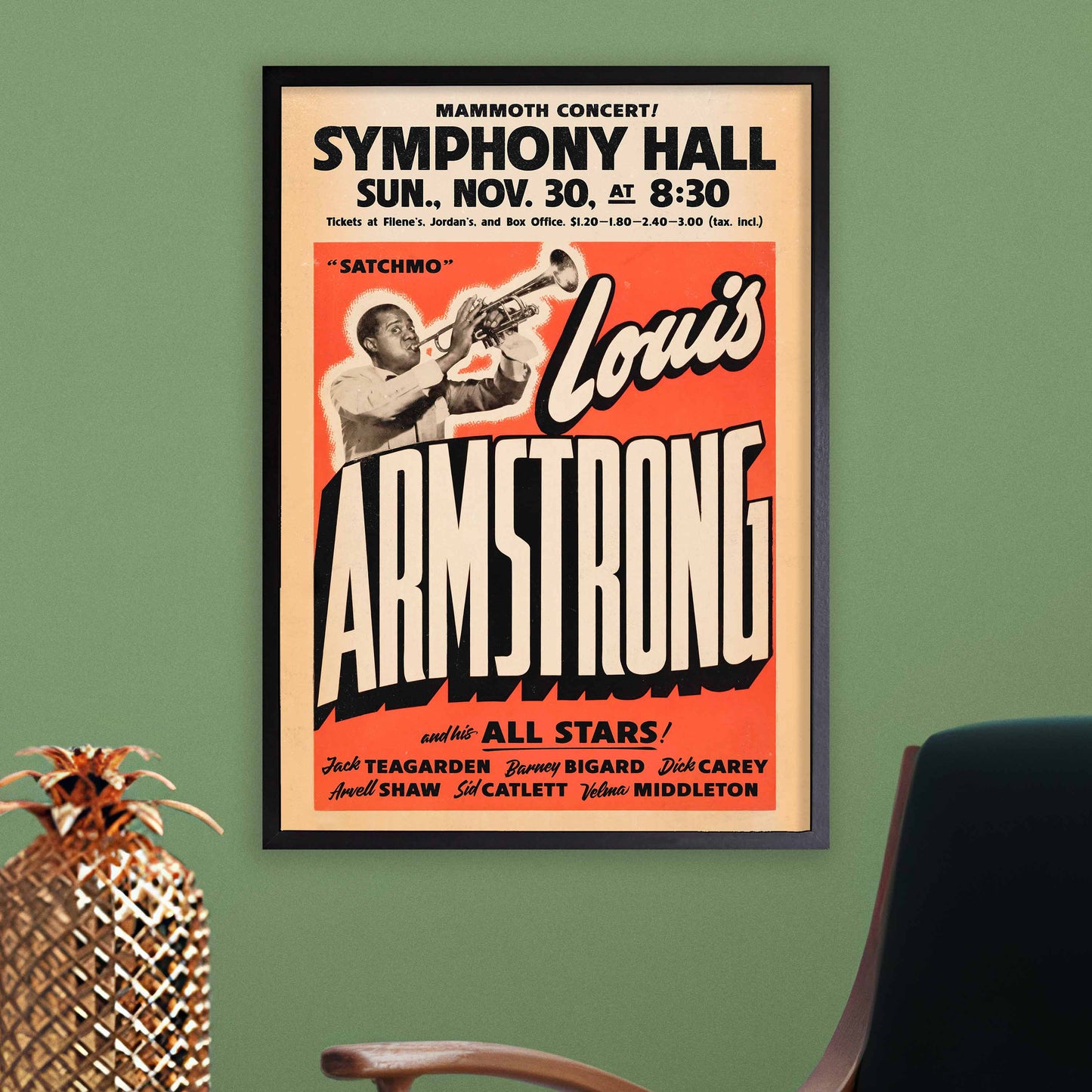 Louis Armstrong All Stars jazz poster - Satchmo at Symphony Hall - 1947