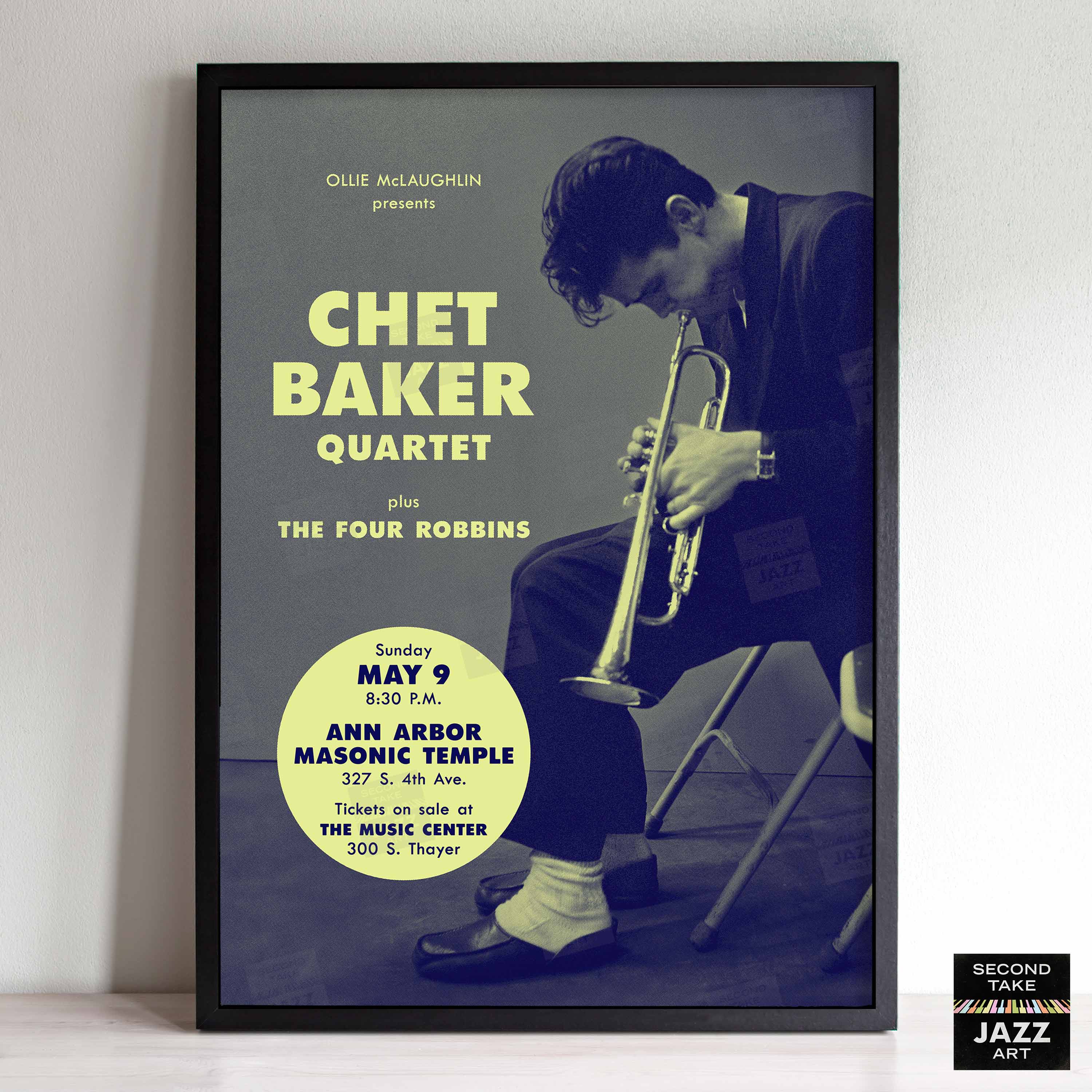 Chet Baker jazz poster - Jazz at Ann Arbor - 1954 – SecondTakeJazzArt