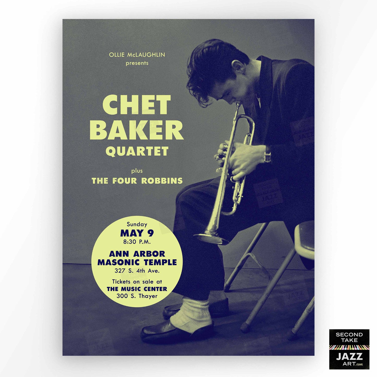 Chet Baker jazz poster - Jazz at Ann Arbor - 1954