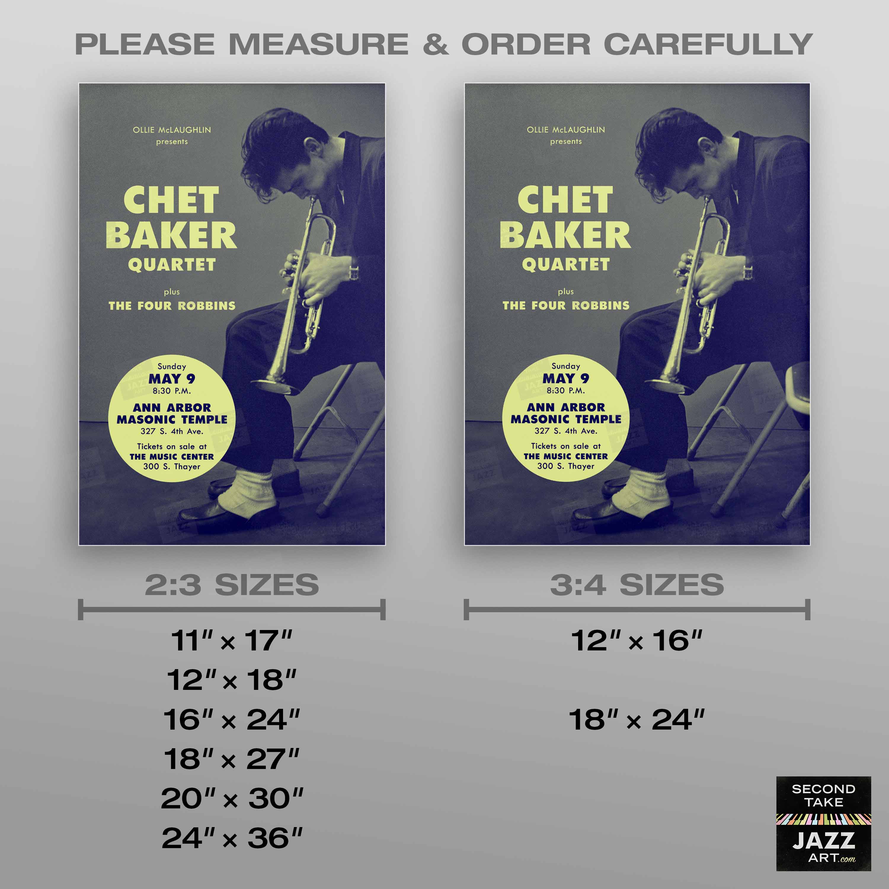 Chet Baker jazz poster - Jazz at Ann Arbor - 1954 – SecondTakeJazzArt