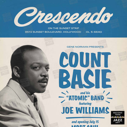 Count Basie jazz poster - Live At the Crescendo - Hollywood - 1958